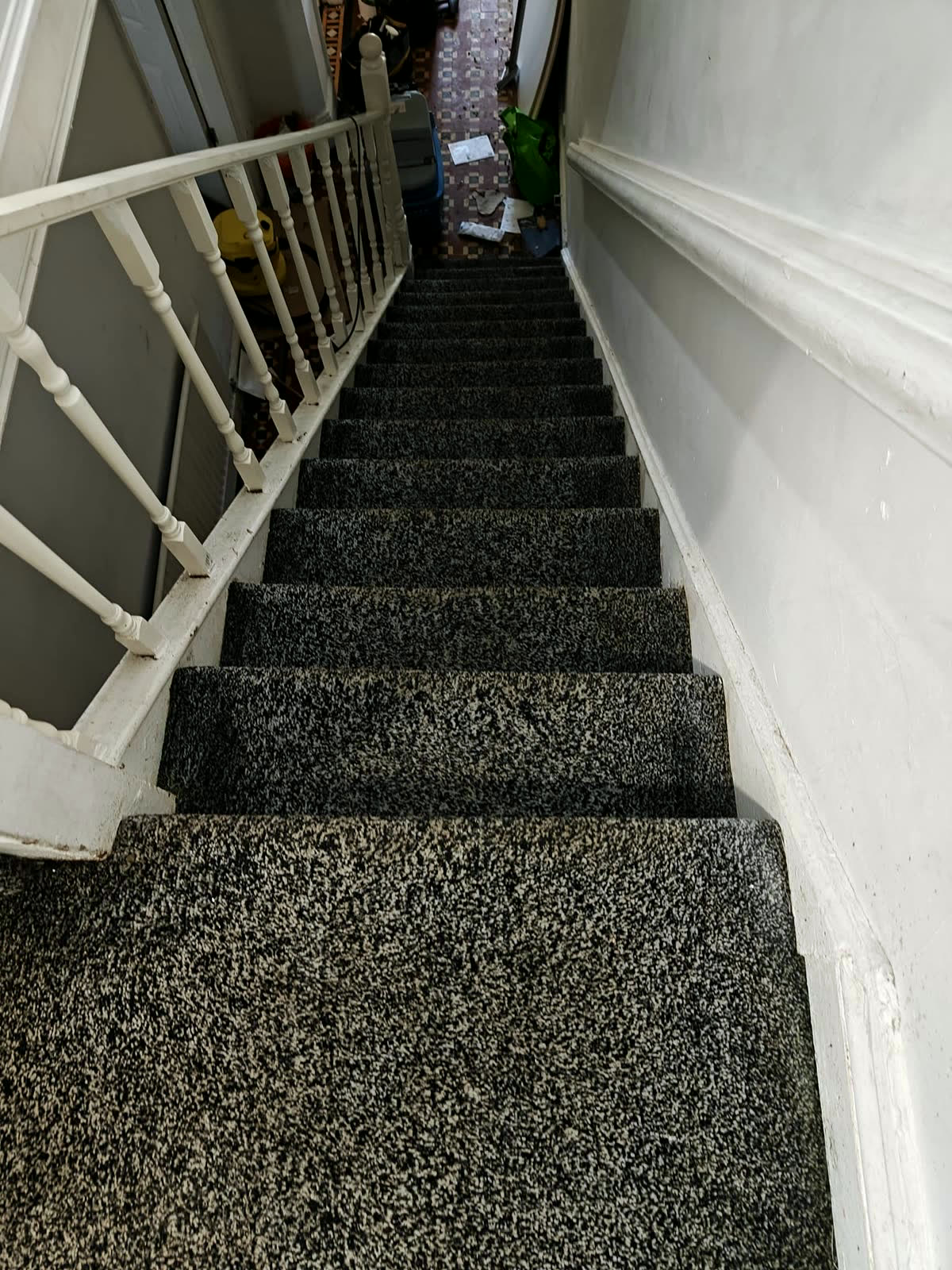Grey stair carpet after cleaning